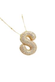 سلسلة استلس حرف بفصوص جولد